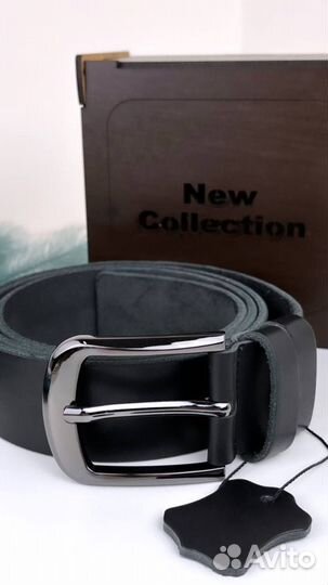 Мужской кожаный ремень черный