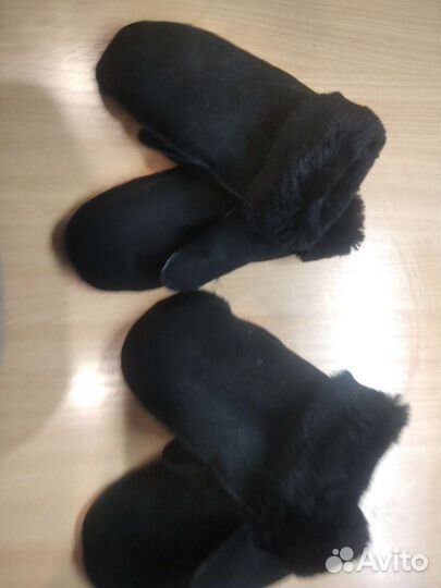 Варежки из норки и трикотажа