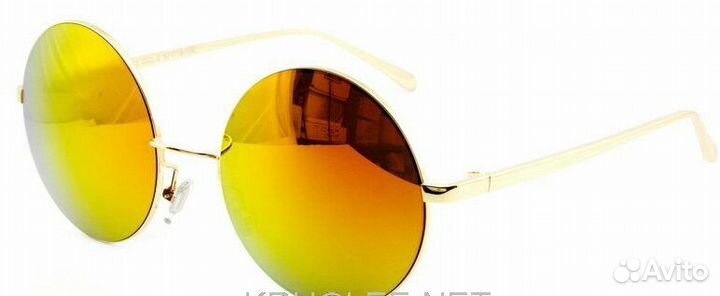 Очки солнцезащитные круглые желто-зеркальные в зол