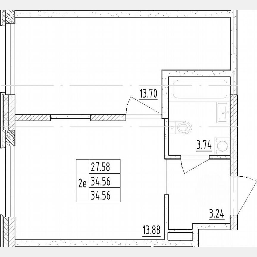 1-к. апартаменты, 34,6 м², 12/13 эт.