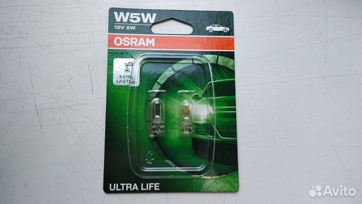 Лампы W5W W2.1x9.5d Ultra Life 12V 5W Блистер 2 шт