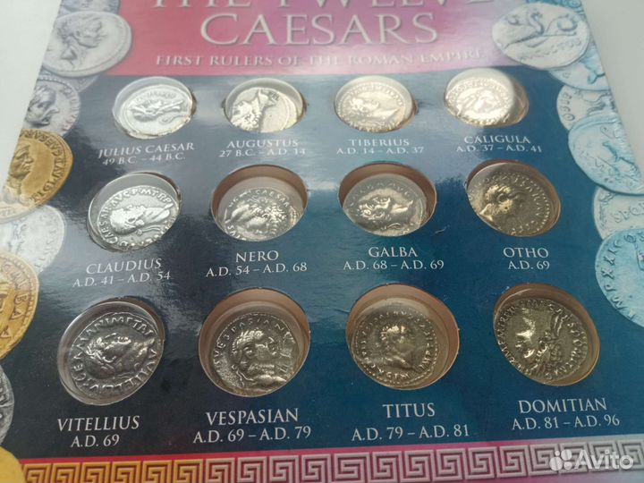 Коллекция 12 римских монет первые цезари сувенир
