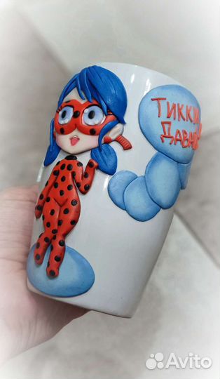 Кружка с Леди Баг из полимерной глины