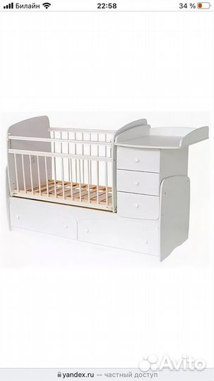 Детская кроватка трансформер с маятником