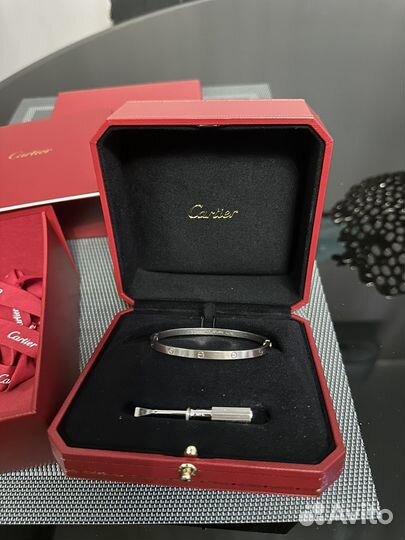 Браслет cartier love белое золото