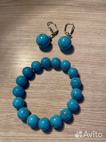 Комплект натуральная бирюза серьги браслет