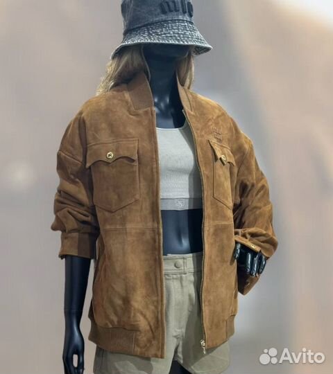 Замшевый бомбер miu miu