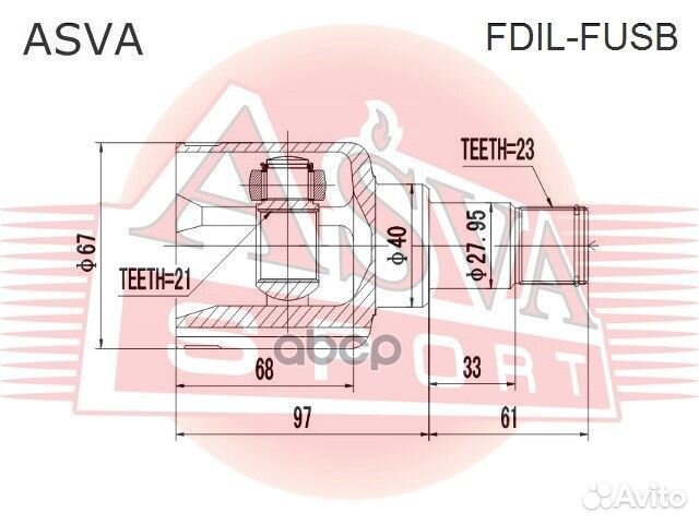 Шрус внутренний перед лев Asva 61