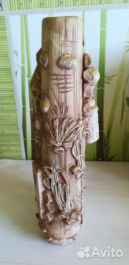 Ваза белая глина лепнина, ручная работа