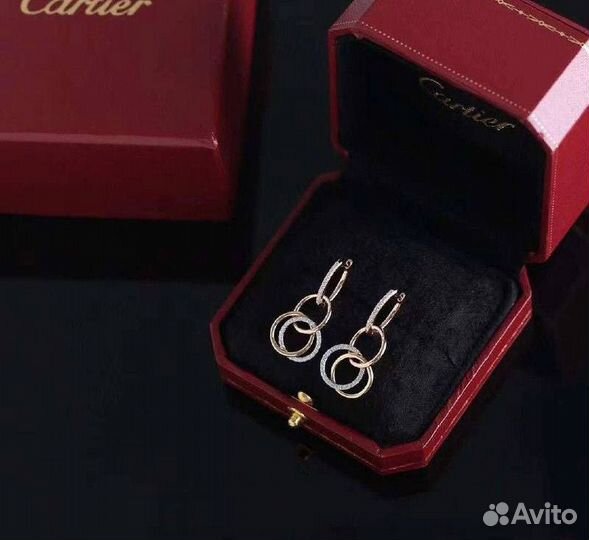Серьги золотые Cartier Trinity