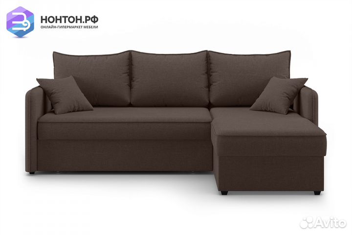 Угловой диван дельфин Нельсон коричневый