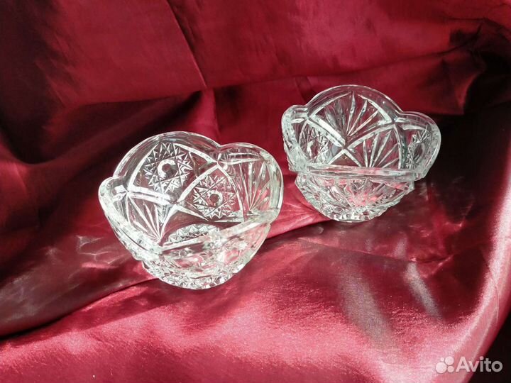 Две вазы хрустальные для варенья, конфет