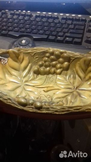 Большой поднос блюдо виноград-винтаж пластик СССР