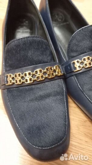 Кожаные лоферы с отделкой мехом Tory Burch