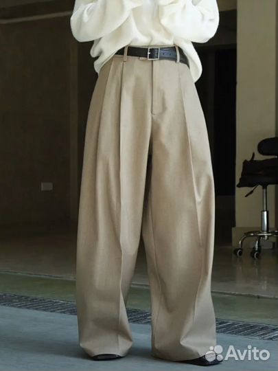 Брюки old money широкие серые