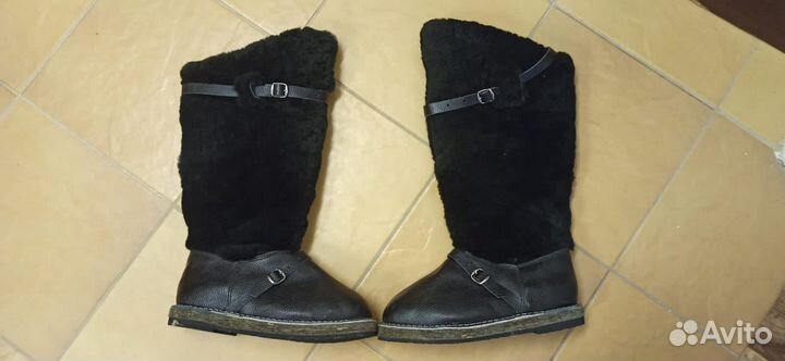 Унты высокие, натуральные на войлочной подошве