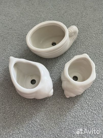 Маленькие горшки -ракушки для цветов