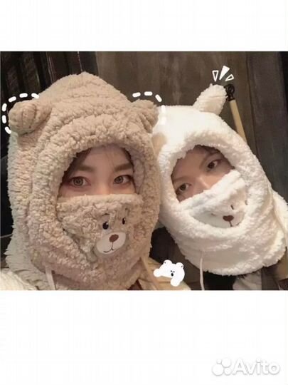 Шапка женская плюшевая мишка