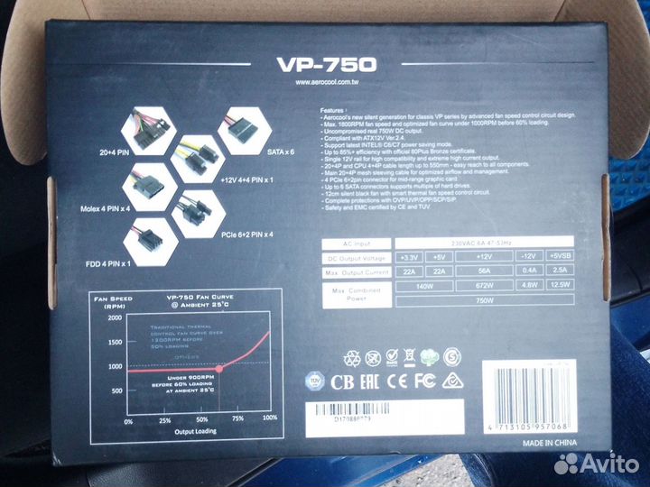 Блок питания для пк 750w VP-750 80plus bronze