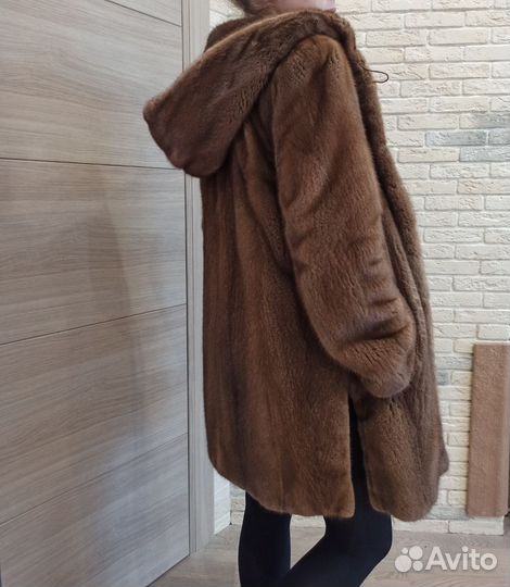 Шуба норковая с капюшоном 46 48 бу