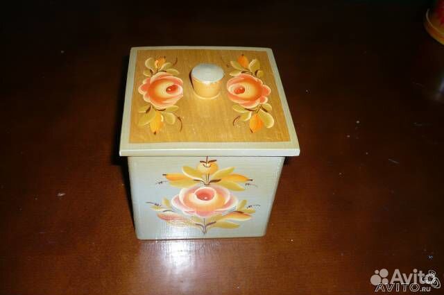 Продам винтаж солонку деревян СССР с ручн роспи