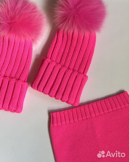 Шапка Catya неоново-розовая и снуд