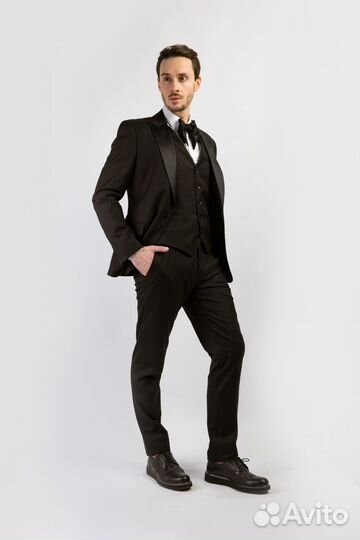 Костюм смокинг тройка - черный