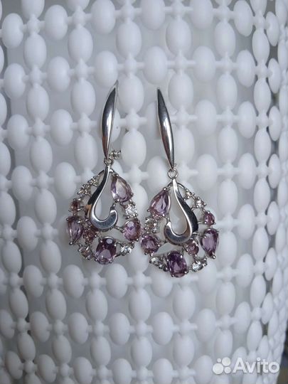 Серебряные серьги с аметистом