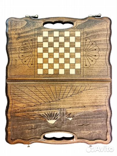 Нарды и шашки резные Манящий Арарат 31 х 36 см бук Армения 62659