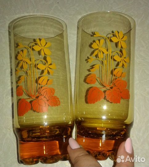 Стаканы с орнаментом (стекло), 2 шт