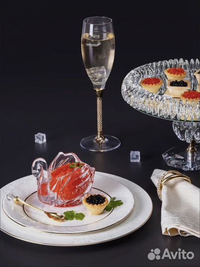 Икорница лебедь muza crystal с ложкой