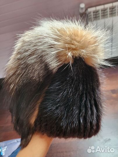 Шапка норковая женская вязаная