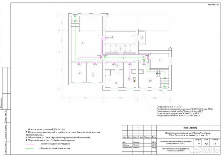 Проектирование пожарной сигнализации, слаботочка
