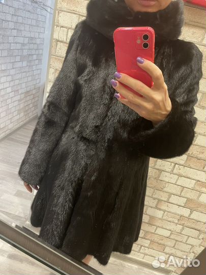 Шуба норковая с капюшоном