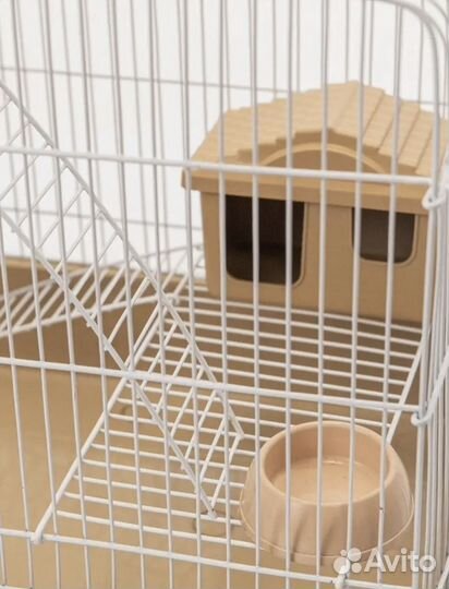 Клетка новая, 3 яруса, песочный/белый