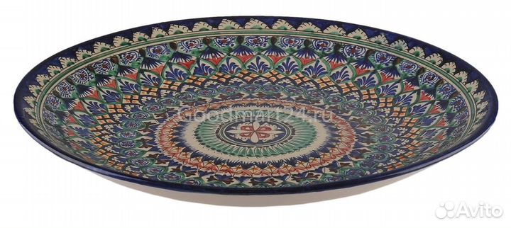 Ляган синий 42 см. плоский Риштанский