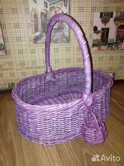 Плетёная корзина пасхальная, ручной работы