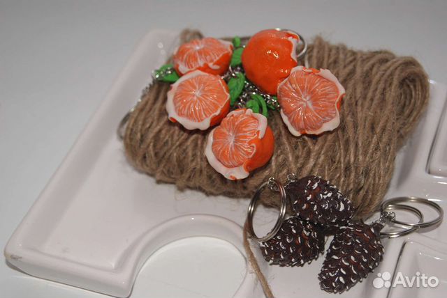 Брелок мандарин. Ручная работа