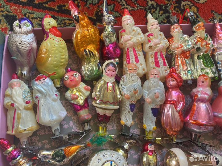 Ёлочные игрушки на прищепках,картонажссср