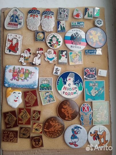 Детские значки ссср,новый год,зеркальные