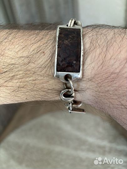 Браслеты металлический + кожаный плетеный