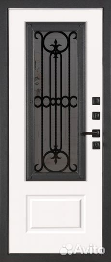 Входная дверь Виладж, с окном и ковкой