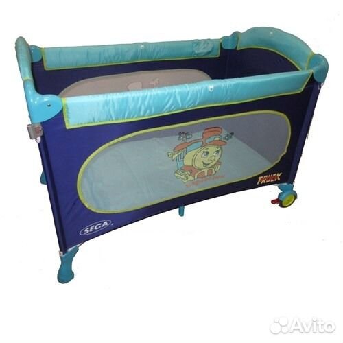 Манеж Seca Локомотив синий с голубым