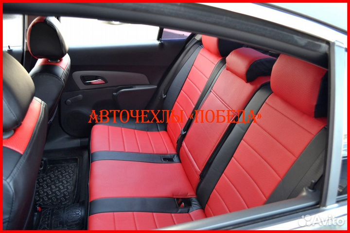 Чехлы Chevrolet Cruze из экокожи чёрно-красные