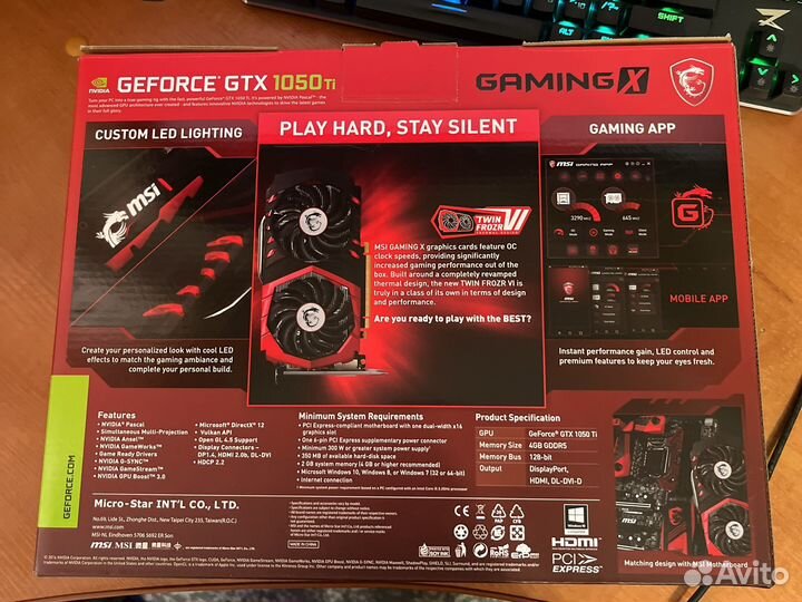 Видеокарта gtx 1050 ti 4gb msi