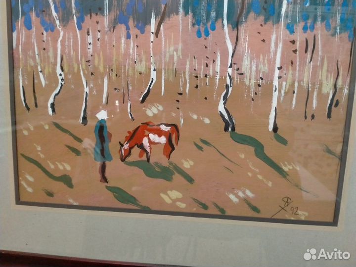 Картина. Девочка с телёнком. А.Г. Суханов