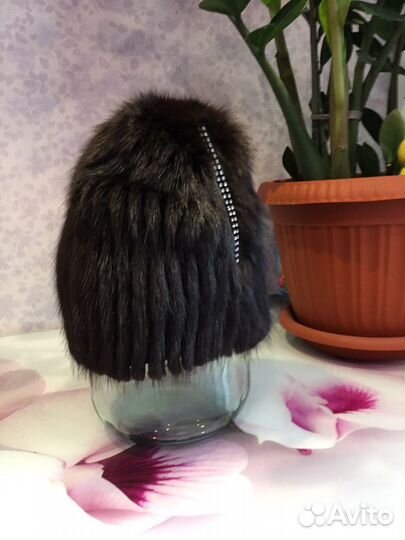 Шапка из вязаной норки