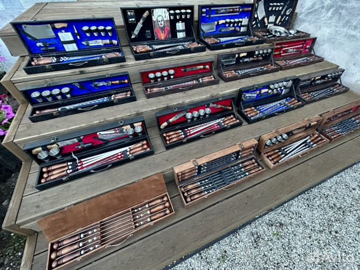 Наборы для пикника шашлыка с шампурами подарочные