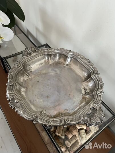 Блюдо антикварное 33х29 серебрение. Англия, 19 в