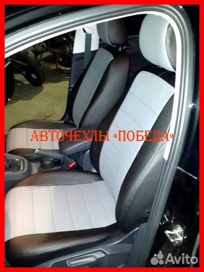 Чехлы Volkswagen Jetta 6 из экокожи чёрно-серые